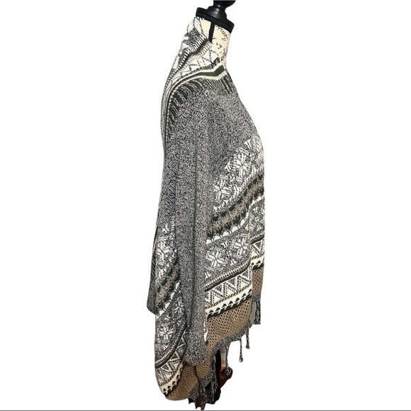 Dehavilland British Design Vintage Fringe Cardigan Open Rustic Nordic Sweater OS - Picture 4 of 10